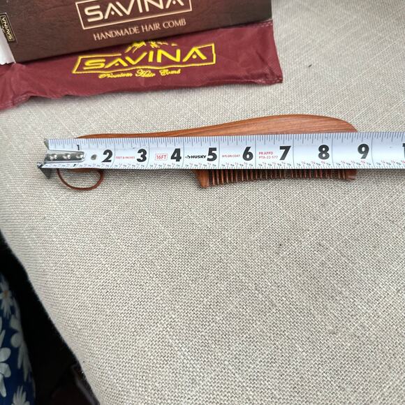 NEW Savina Brown Wooden Handmade Hair Comb 8.5 IN - Picture 9 of 10